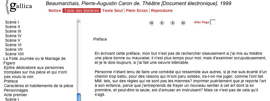 Page du Mariage de Figaro de Beaumarchais